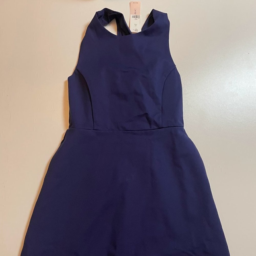 NWT Banana Republic Dress Crossback Ponte Midi Navy Blue Cut Out Sleeveless 6P - Picture 5 of 14